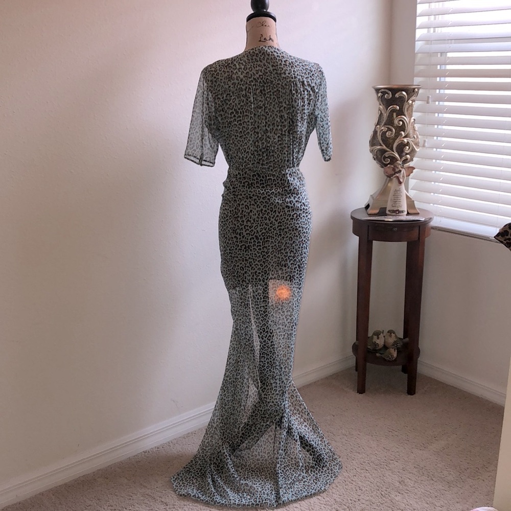 EYWASOULS GREEN 100% ‘CHIFFON’ LEOPARD PRINT - Picture 9 of 16